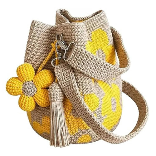 Crochet Flower Tote Bag – Handmade Boho Beach Bag