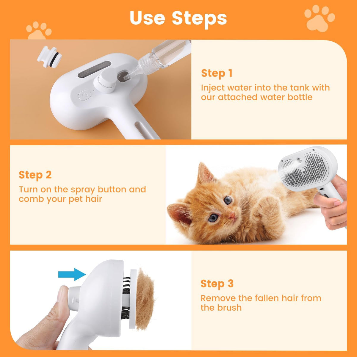 Cat Steam Brush – 3-in-1 Pet Grooming Brush for Cats & Dogs – photo 7