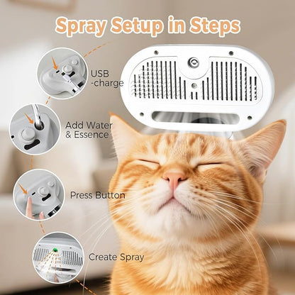 Cat Steam Brush – 3-in-1 Pet Grooming Brush for Cats & Dogs – photo 3