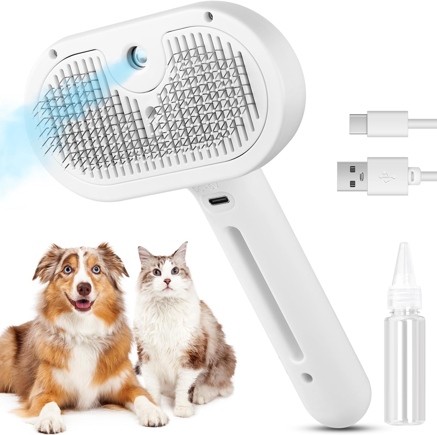 Cat Steam Brush - 3-in-1 Pet Grooming Brush for Cats and Dogs