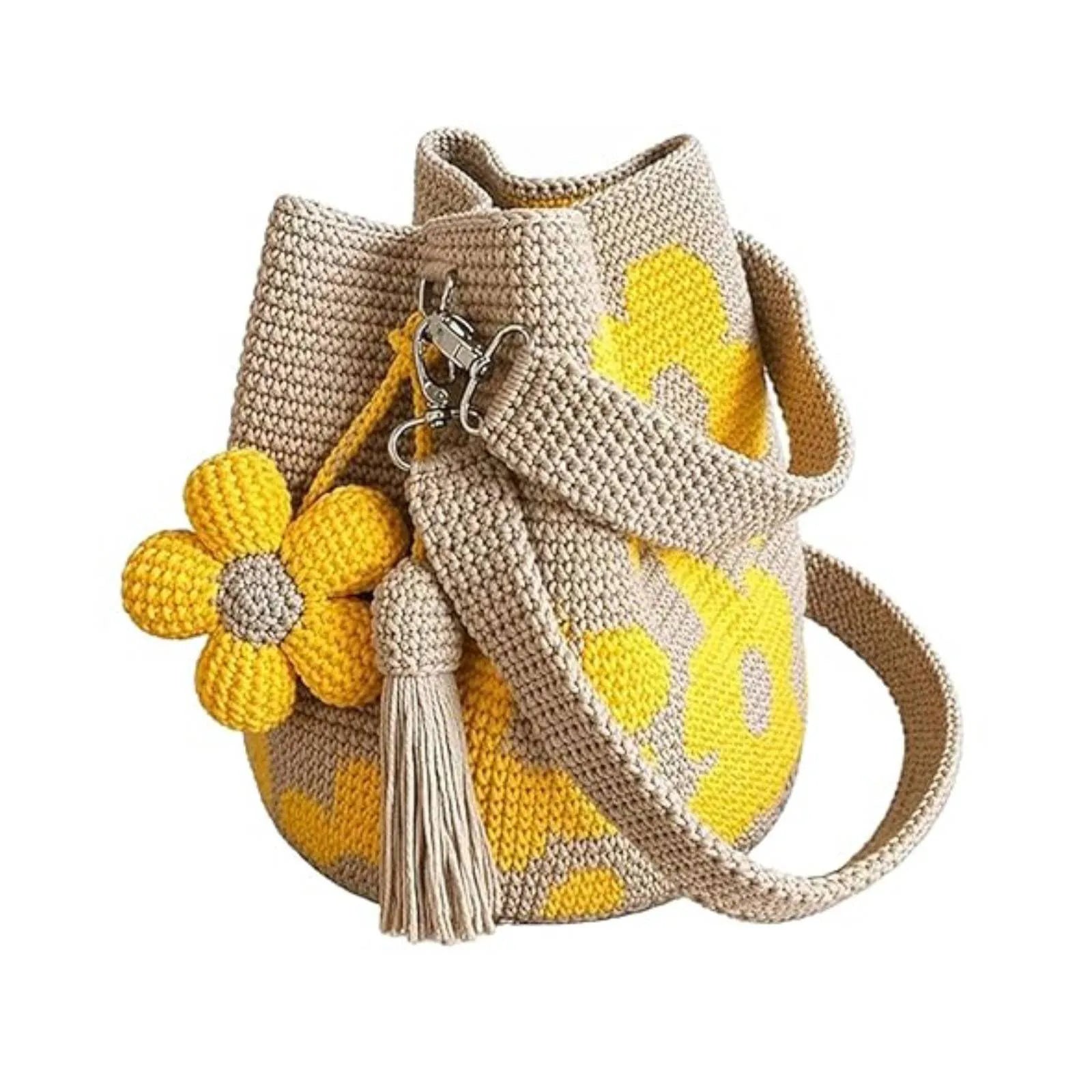 Crochet Flower Tote Bag – Handmade Boho Beach Bag